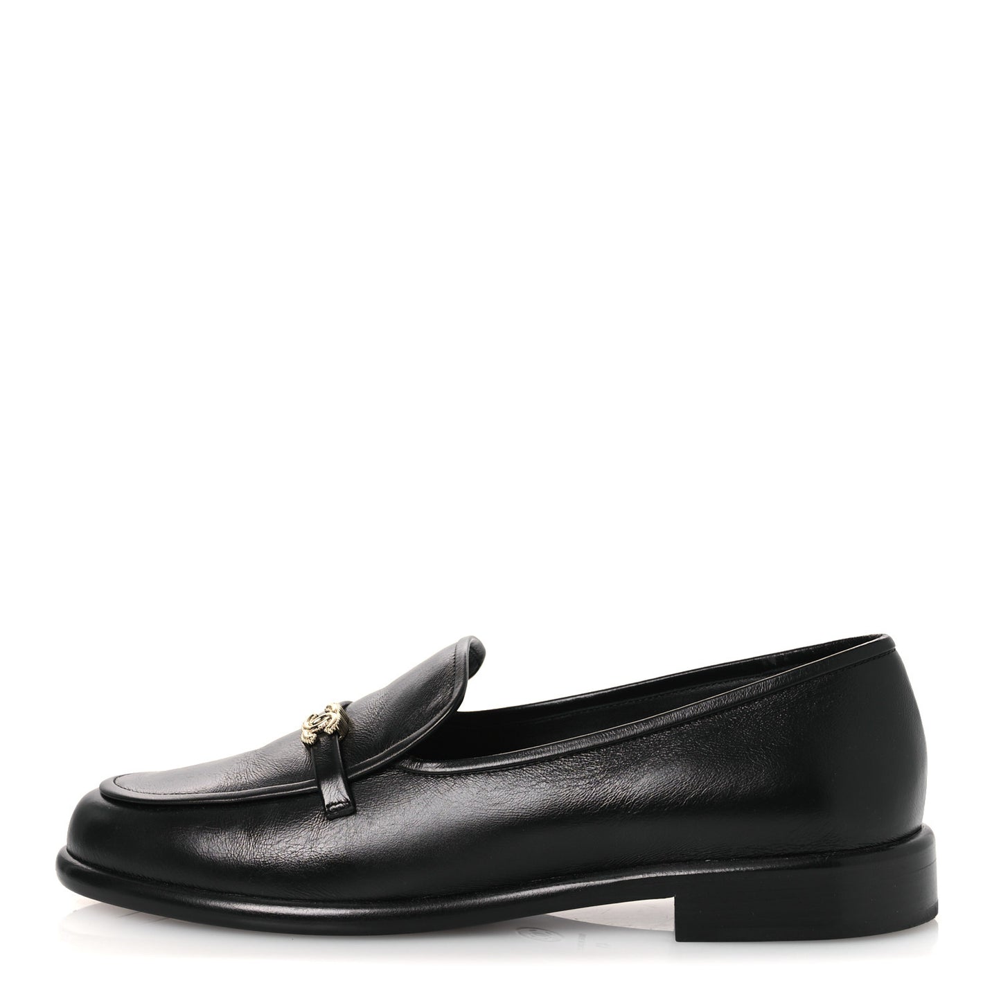 Shiny Calfskin CC Moccasins 41 Black