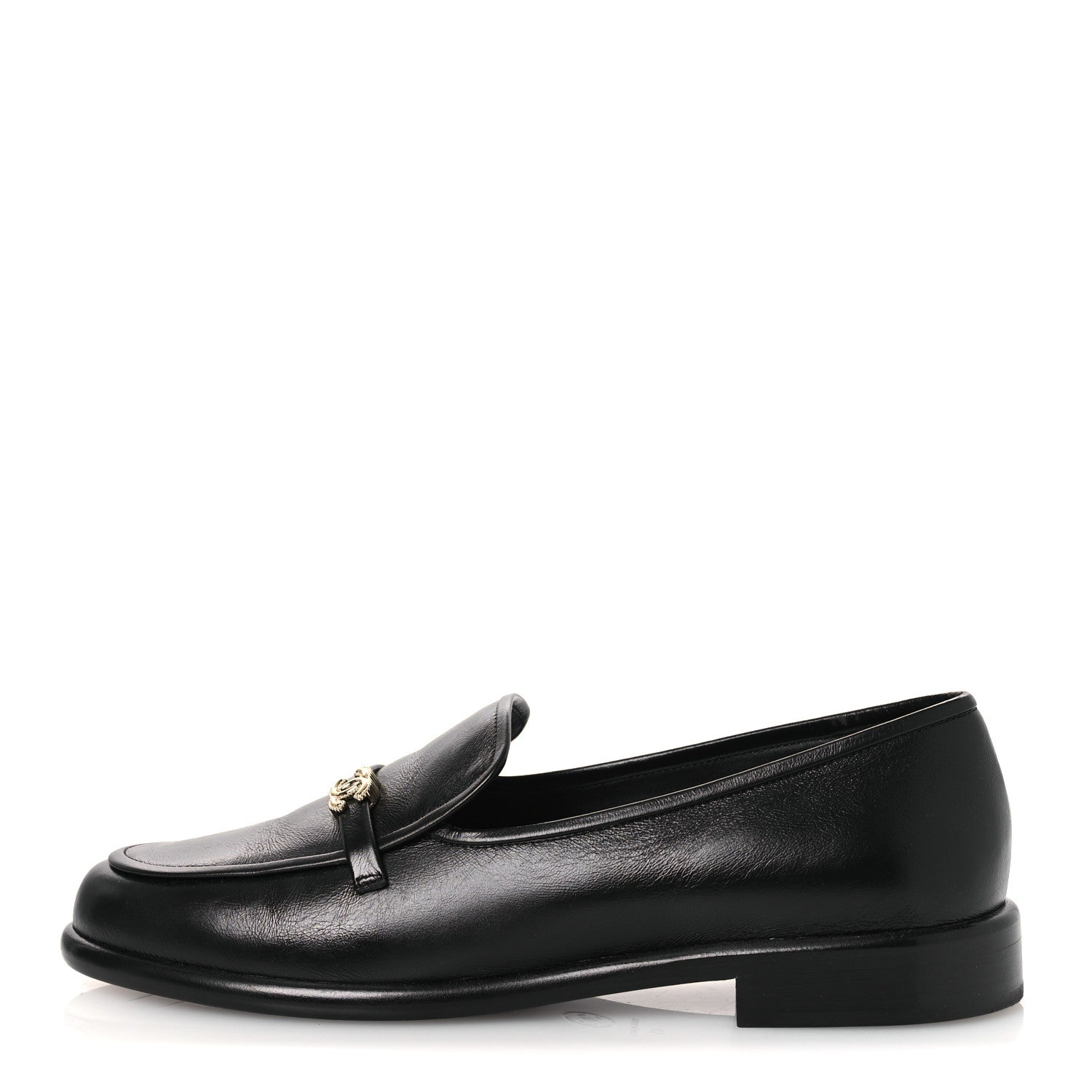 Chanel Shiny Calfskin CC Moccasins 41 Black 1 of 12