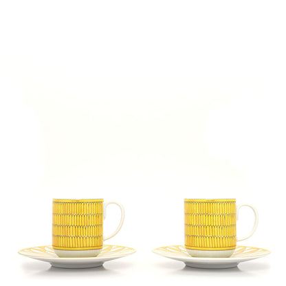 Hermes Porcelain Soleil d'Hermes Coffee Cup and Saucer Set Of 2 3 of 11