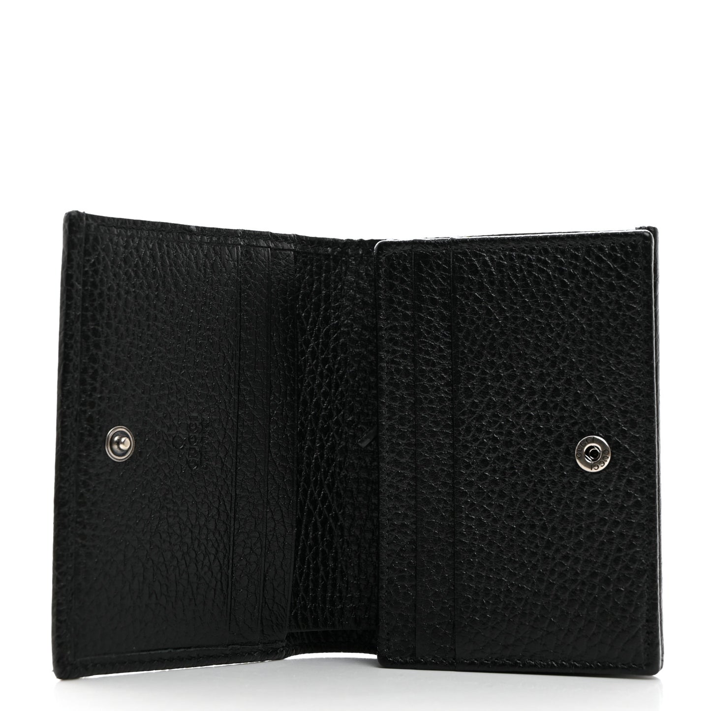 Dollar Calfskin Enamel Monochrome GG Marmont Card Case Black