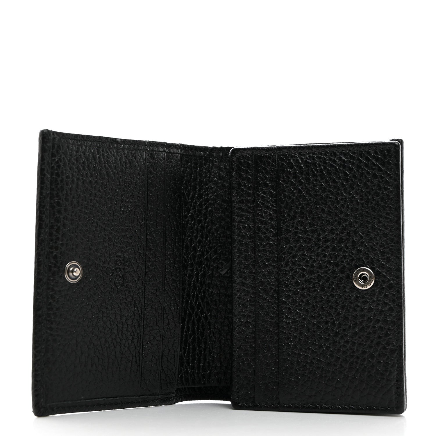 Gucci Dollar Calfskin Enamel Monochrome GG Marmont Card Case Black 5 of 8