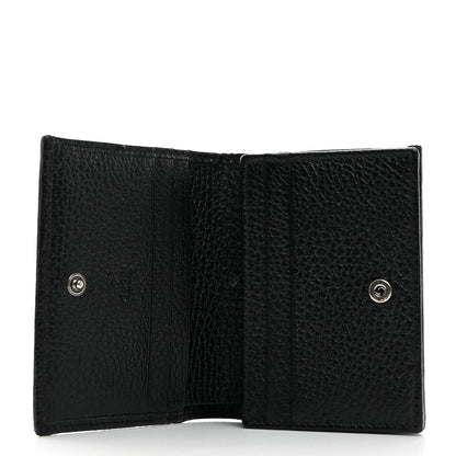 Gucci Dollar Calfskin Enamel Monochrome GG Marmont Card Case Black 5 of 8