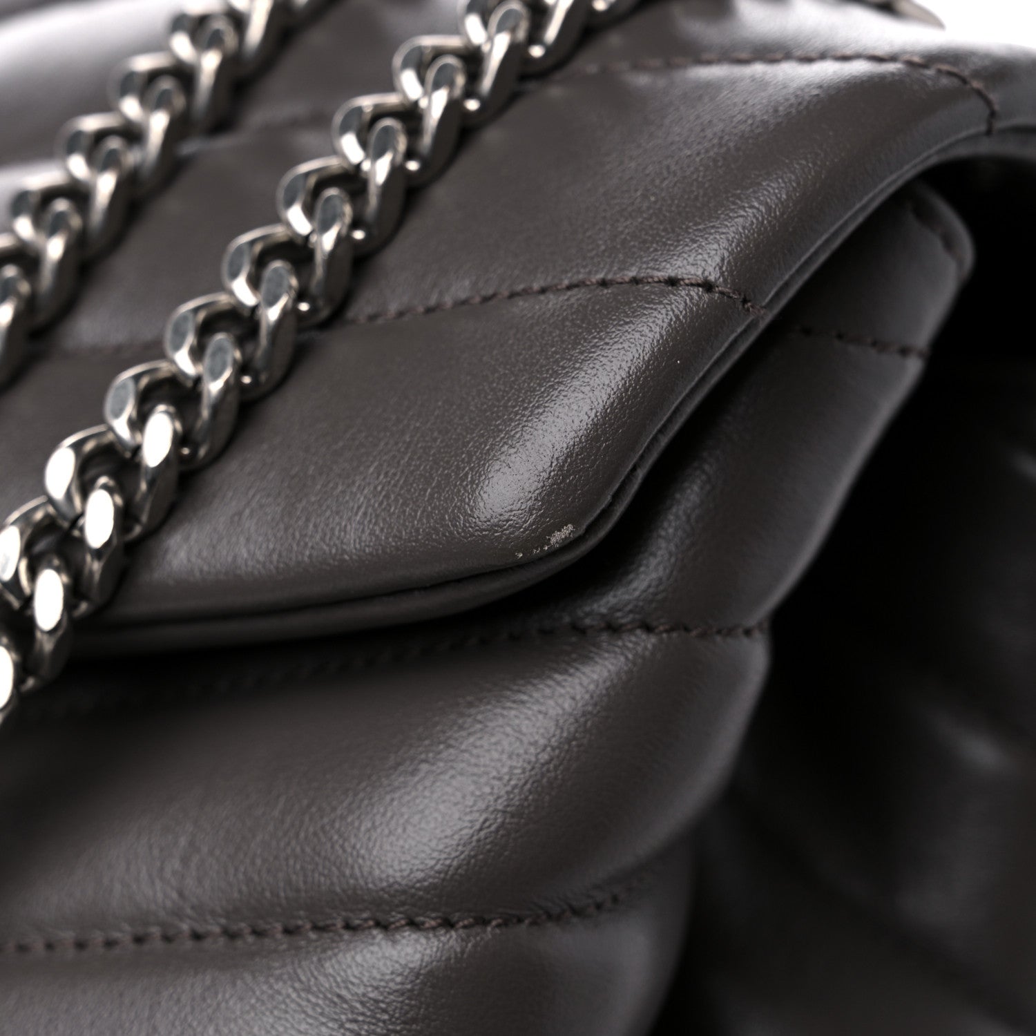 Saint Laurent Calfskin Y Quilted Monogram Medium Loulou Chain Satchel Asphalt 13 of 13