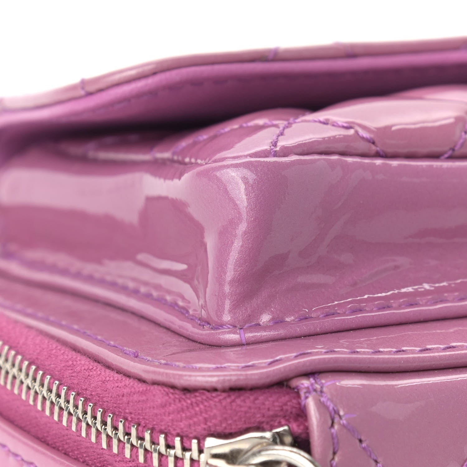 Chanel Patent Quilted Small Pocket Box Camera Case Purple 10 of 13