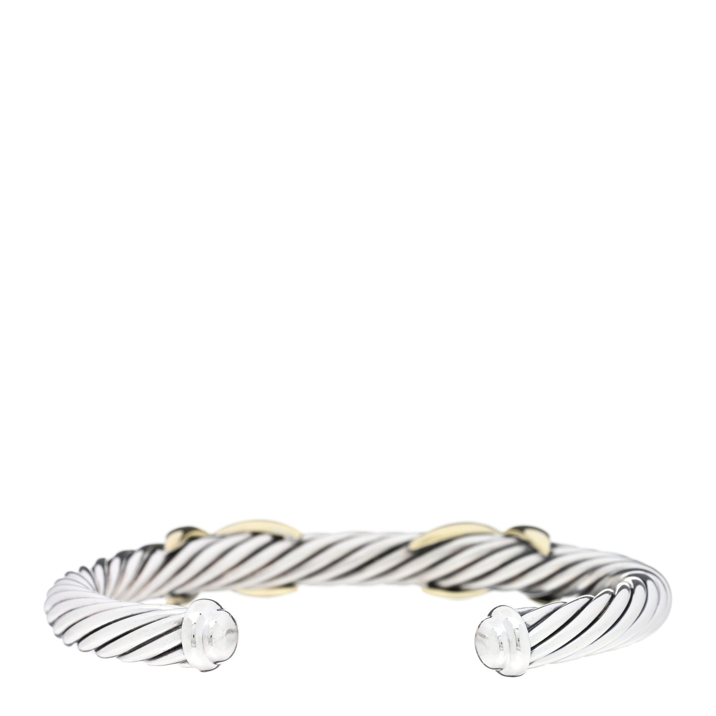 Sterling Silver 14K Yellow Gold 7mm Double X Cable Bracelet