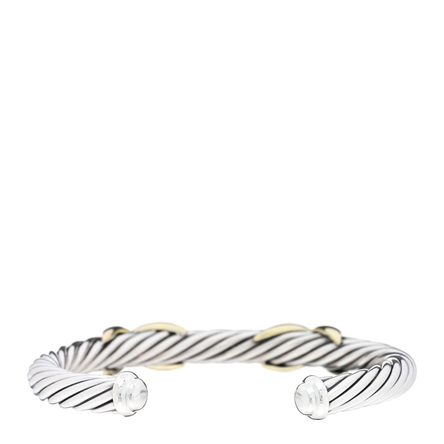 David Yurman Sterling Silver 14K Yellow Gold 7mm Double X Cable Bracelet 2 of 3