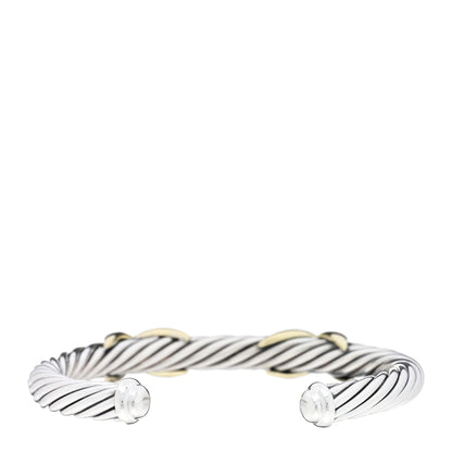 David Yurman Sterling Silver 14K Yellow Gold 7mm Double X Cable Bracelet 2 of 3