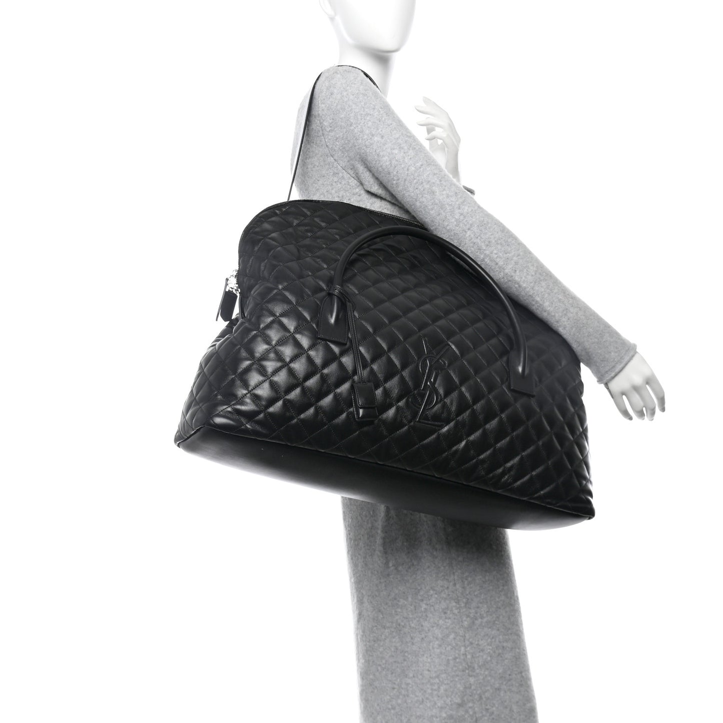 Calfskin Quilted ES Giant Travel Bag Black