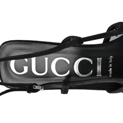 Gucci Tela Retino Kid Scamosciato Crystal GG Monogram Square G 35mm Slingback Pumps 38.5 Black 8 of 9