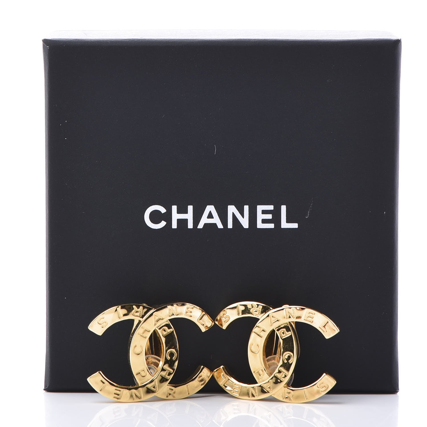 Chanel Metal CC Paris Button Clip On Earrings Gold 5 of 5