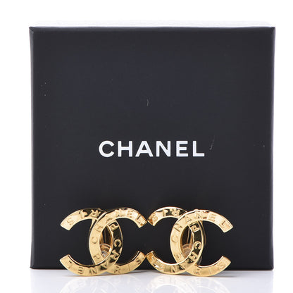 Chanel Metal CC Paris Button Clip On Earrings Gold 5 of 5