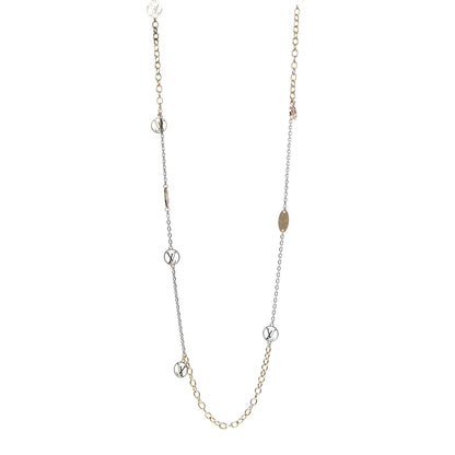 Louis Vuitton Logomania Sautoir Necklace Silver Gold 1 of 5