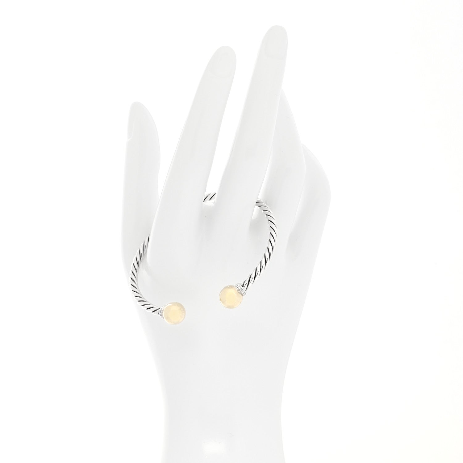 David Yurman Sterling Silver 18K Yellow Gold Diamond 9mm Solari Bead Bracelet 2 of 4