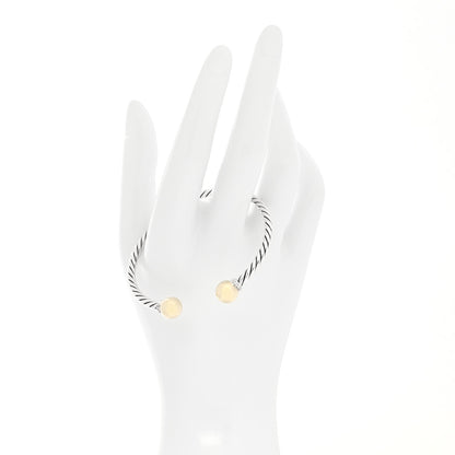 David Yurman Sterling Silver 18K Yellow Gold Diamond 9mm Solari Bead Bracelet 2 of 4