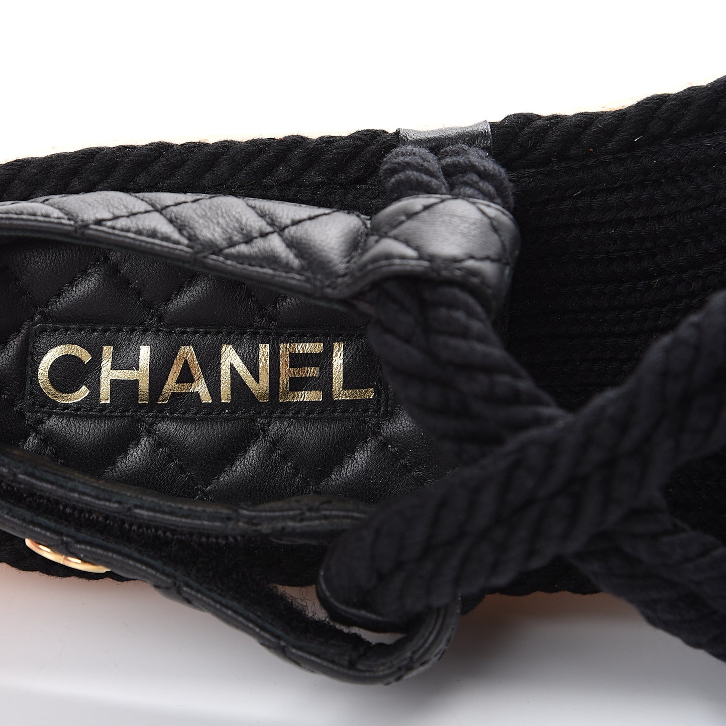 Cord Lambskin Quilted Logo Sandals 41 Black