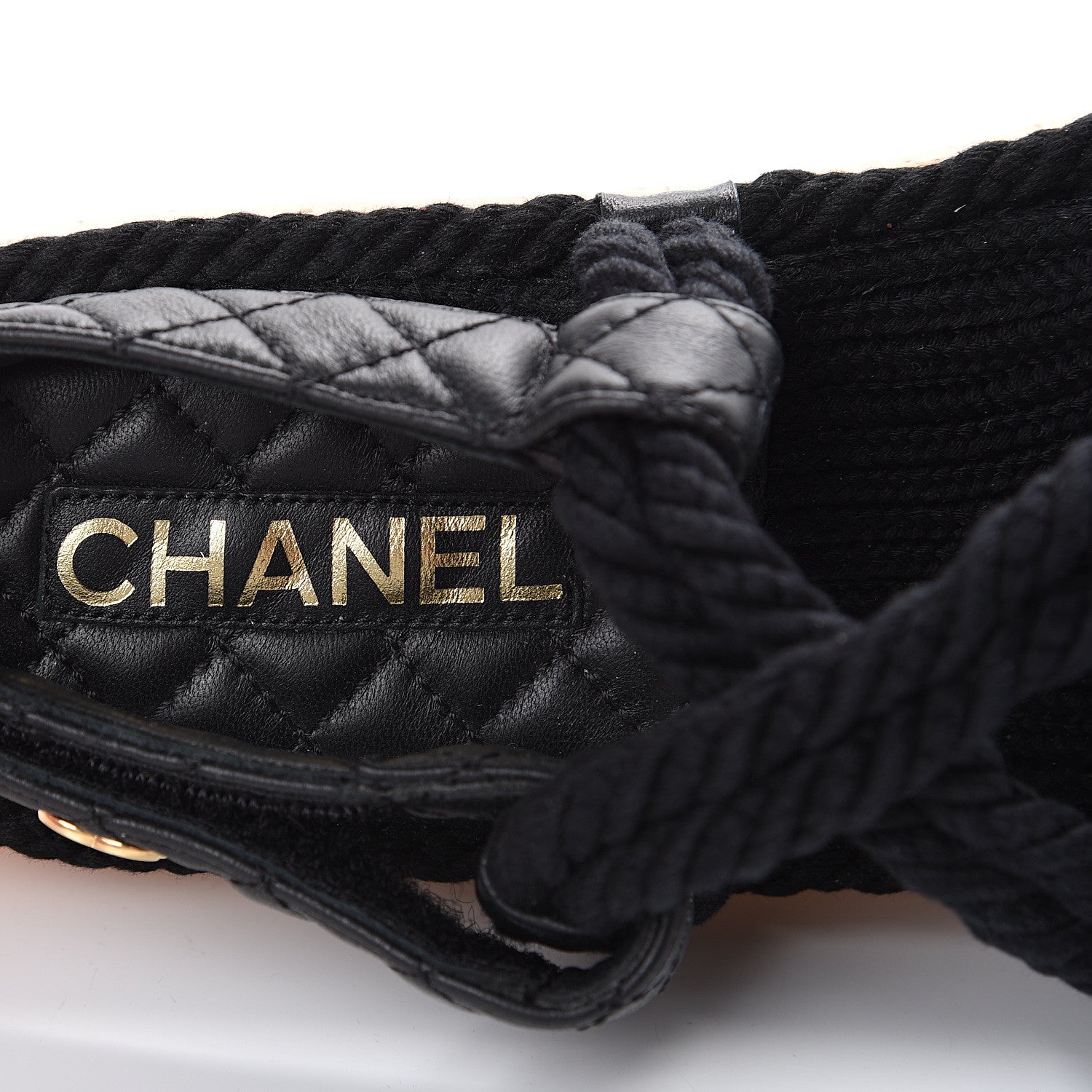 Chanel Cord Lambskin Quilted Logo Sandals 41 Black 8 of 10