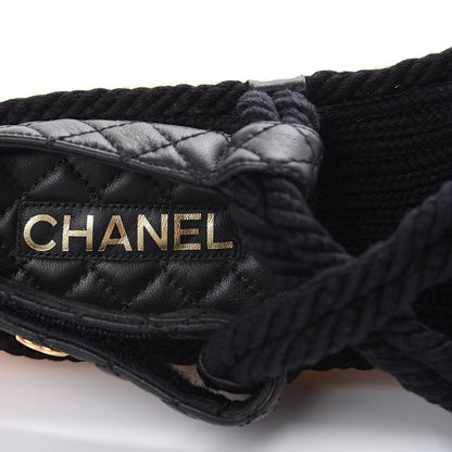 Chanel Cord Lambskin Quilted Logo Sandals 41 Black 8 of 10
