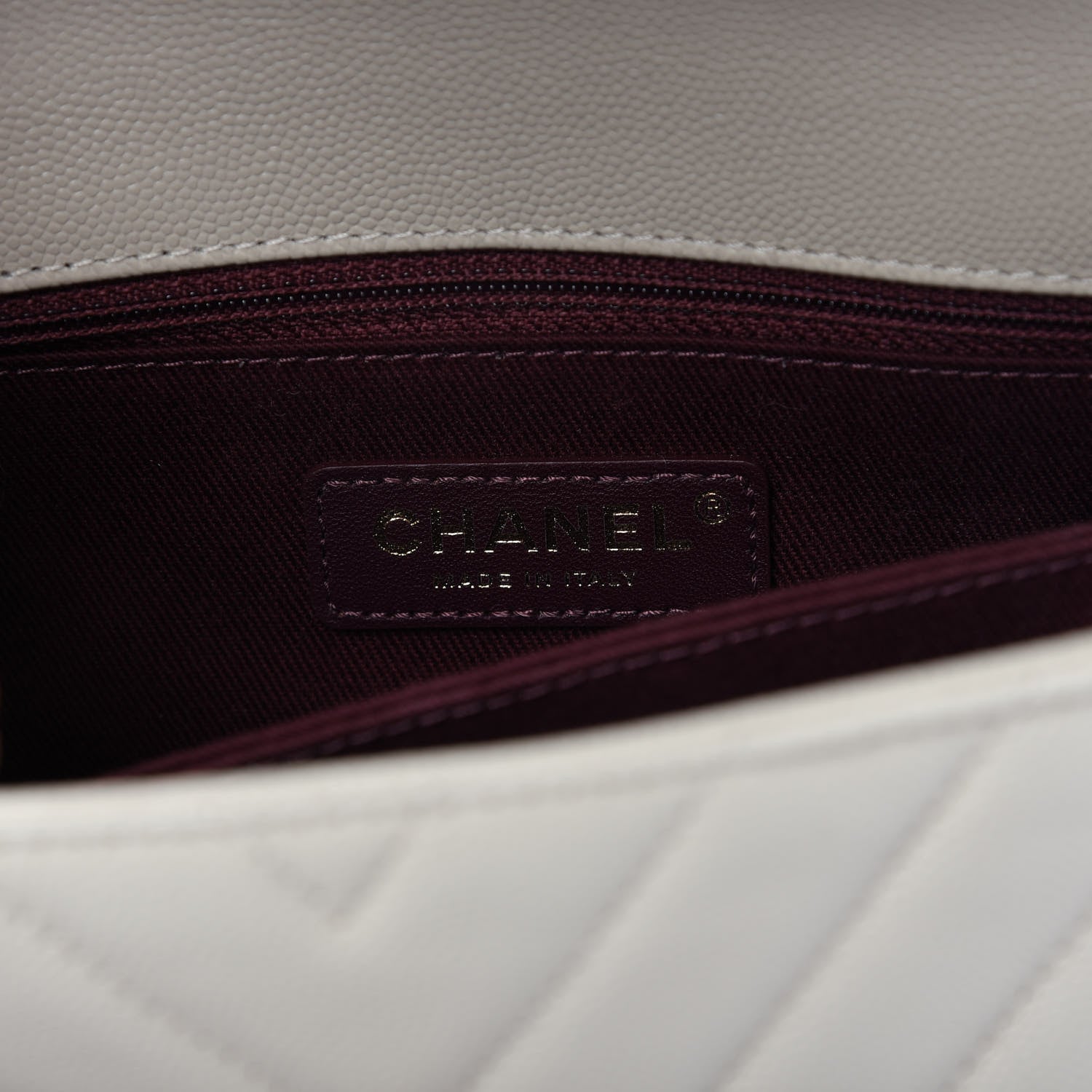 Chanel Caviar Chevron Quilted Mini Coco Handle Flap Ivory 8 of 11