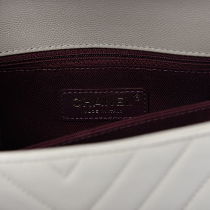 Chanel Caviar Chevron Quilted Mini Coco Handle Flap Ivory 8 of 11