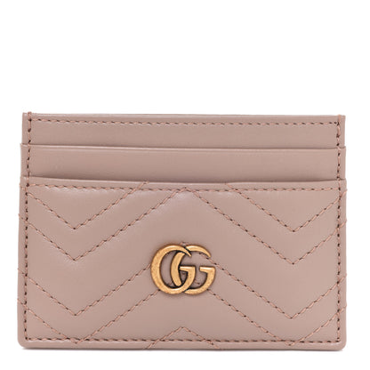 Gucci Calfskin Matelasse GG Marmont Card Holder Porcelain Rose 1 of 7