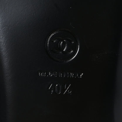 Chanel Shiny Goatskin Quilted CC Mules Sandals 40.5 Black 8 of 8