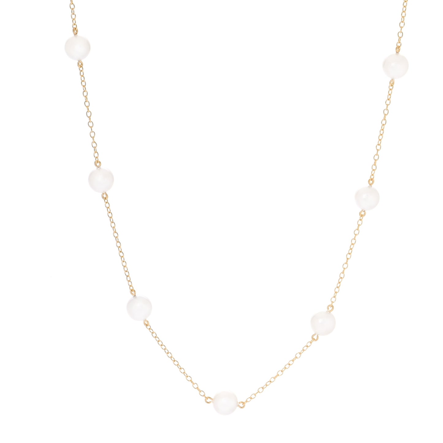 18K Yellow Gold Akoya Pearl 6-6.5mm Station Necklace