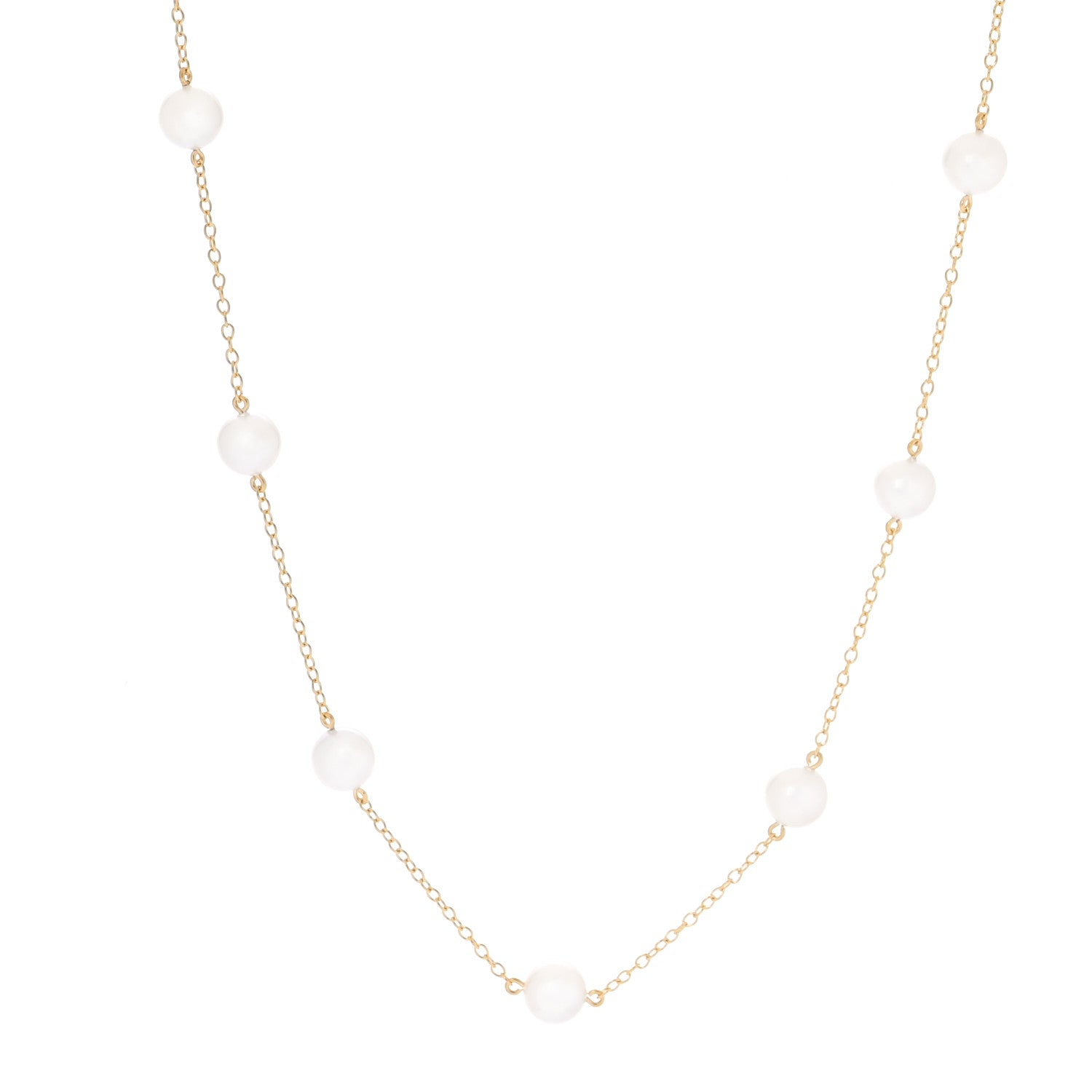 Mikimoto 18K Yellow Gold Akoya Pearl 6-6.5mm Station Necklace 1 of 4