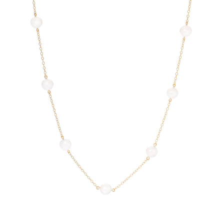 Mikimoto 18K Yellow Gold Akoya Pearl 6-6.5mm Station Necklace 1 of 4