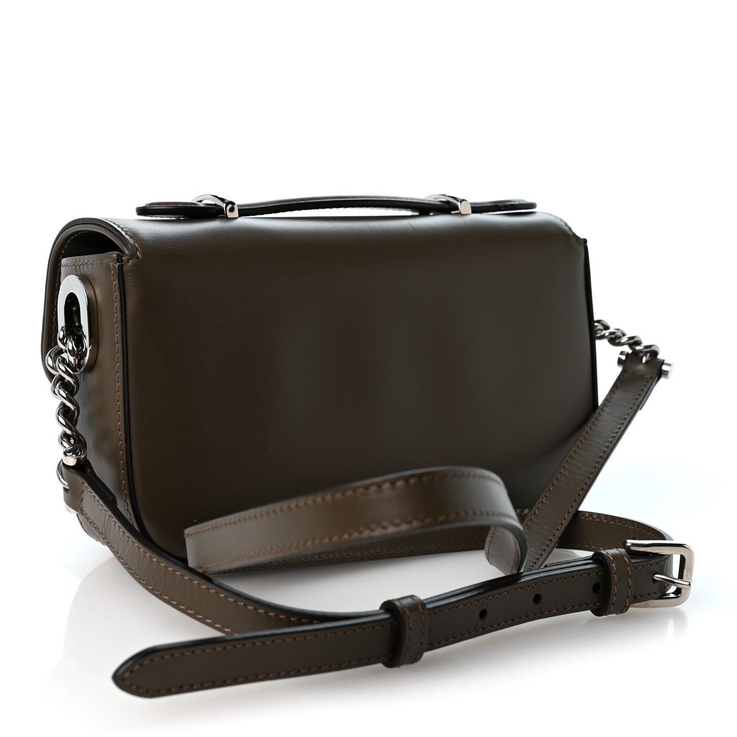 Senna Calfskin Petite GG Top Handle Shoulder Bag Brown
