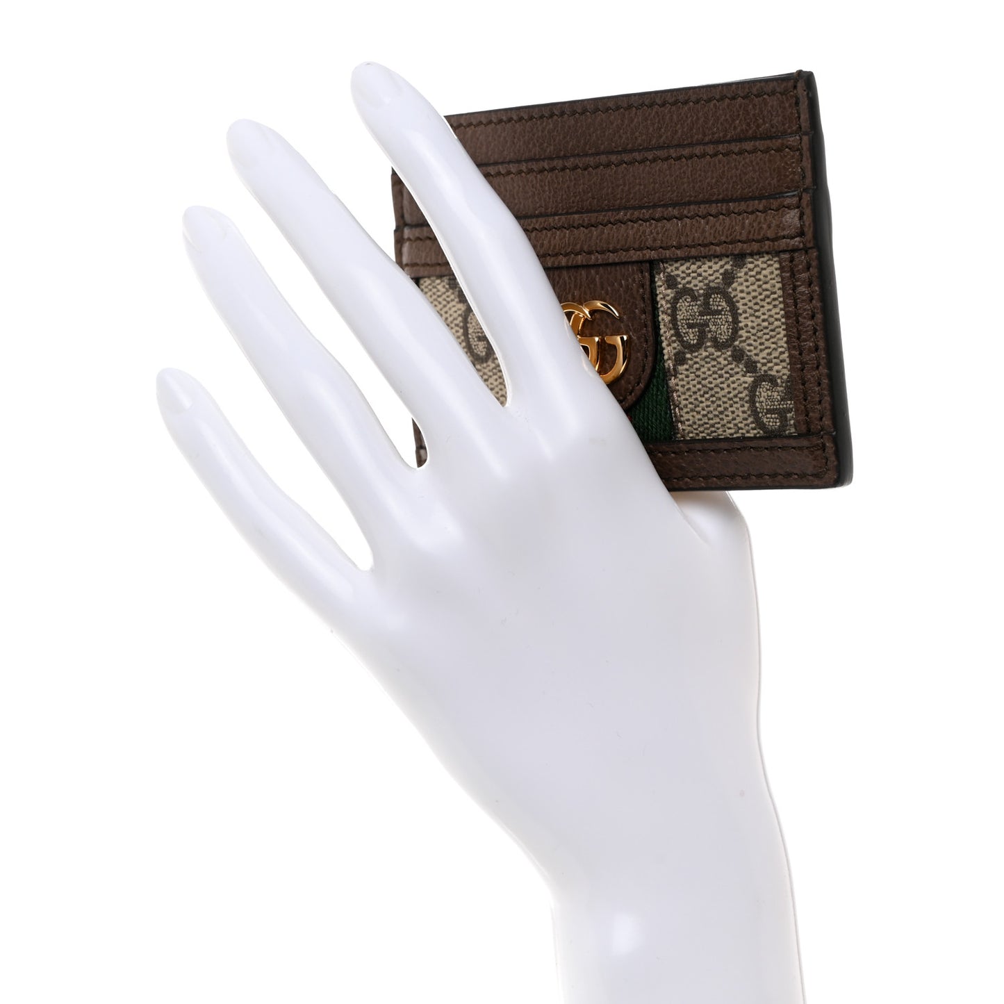 GG Supreme Monogram Ophidia Card Holder Brown