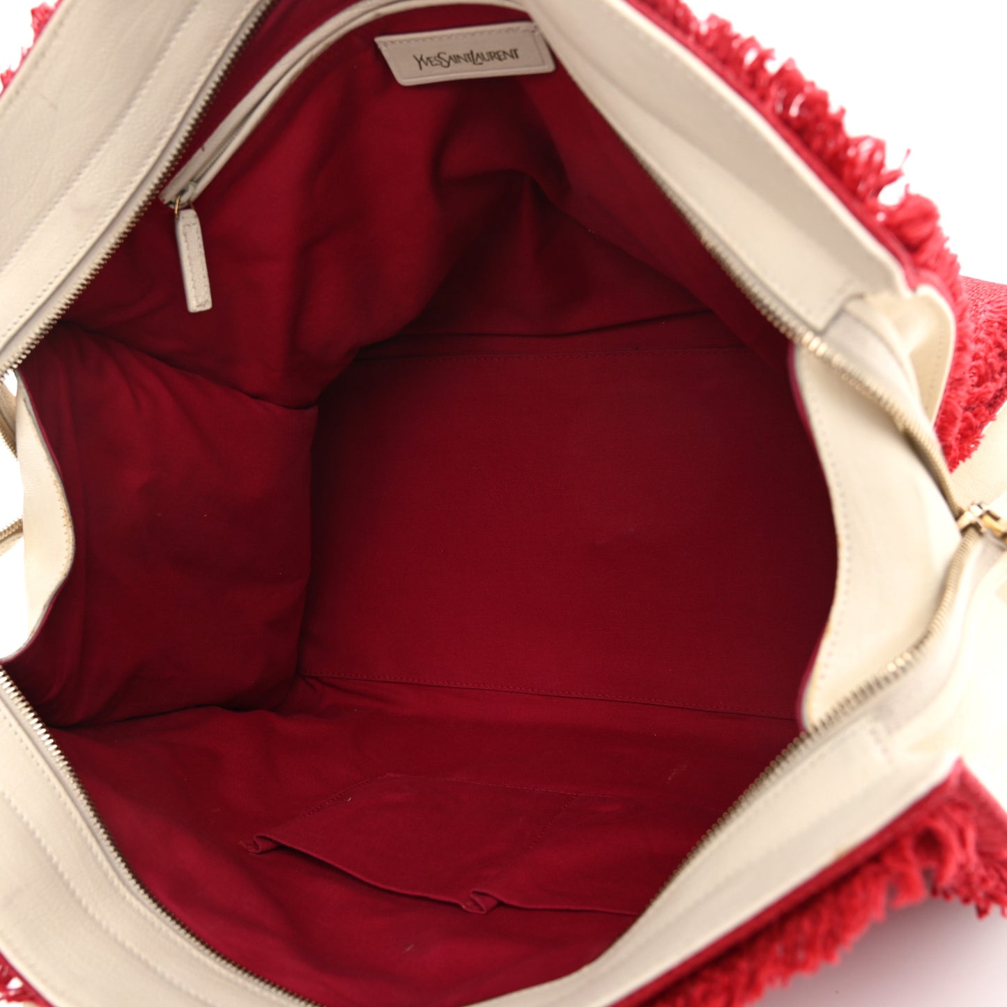 Linen Sheepskin Large Cabas ChYc Tote Red