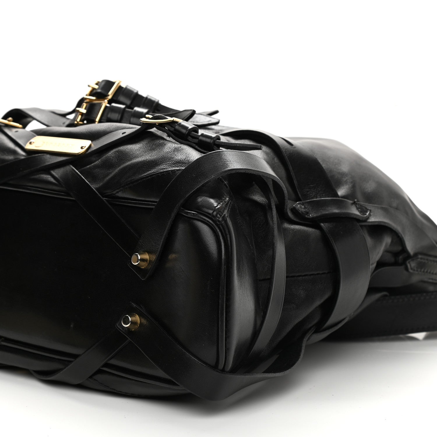 Burberry Soft Lambskin Bridle Calfskin Medium Gosford Hobo Black 12 of 19