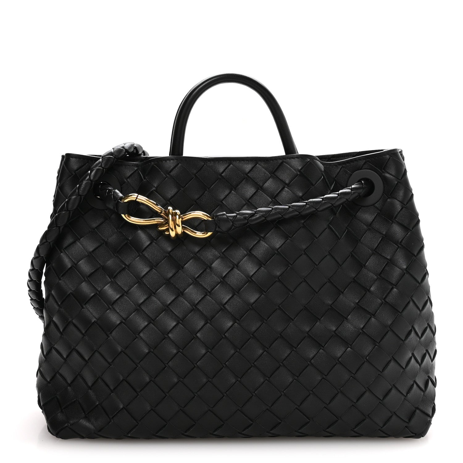 Bottega Veneta Nappa Intrecciato Medium Andiamo Shoulder Bag Black 1 of 9