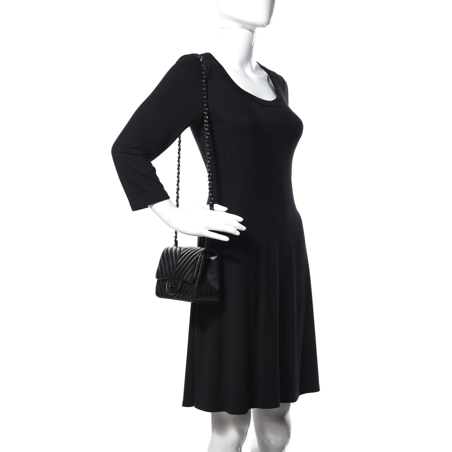 Lambskin Chevron Quilted Mini Square Flap So Black