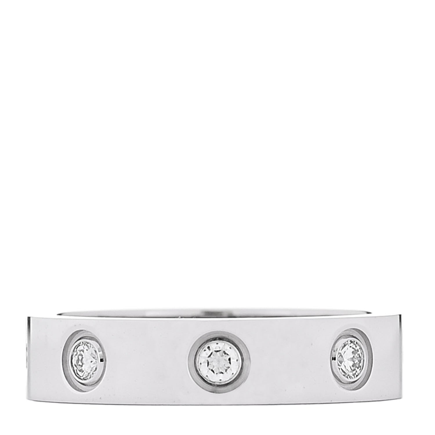 Cartier 18K White Gold 8 Diamond 4mm Wedding Band LOVE Ring 47 4 1 of 4