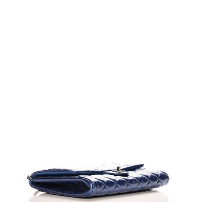 Chanel Patent Quilted Clutch with Chain Flap Blue 4 of 7