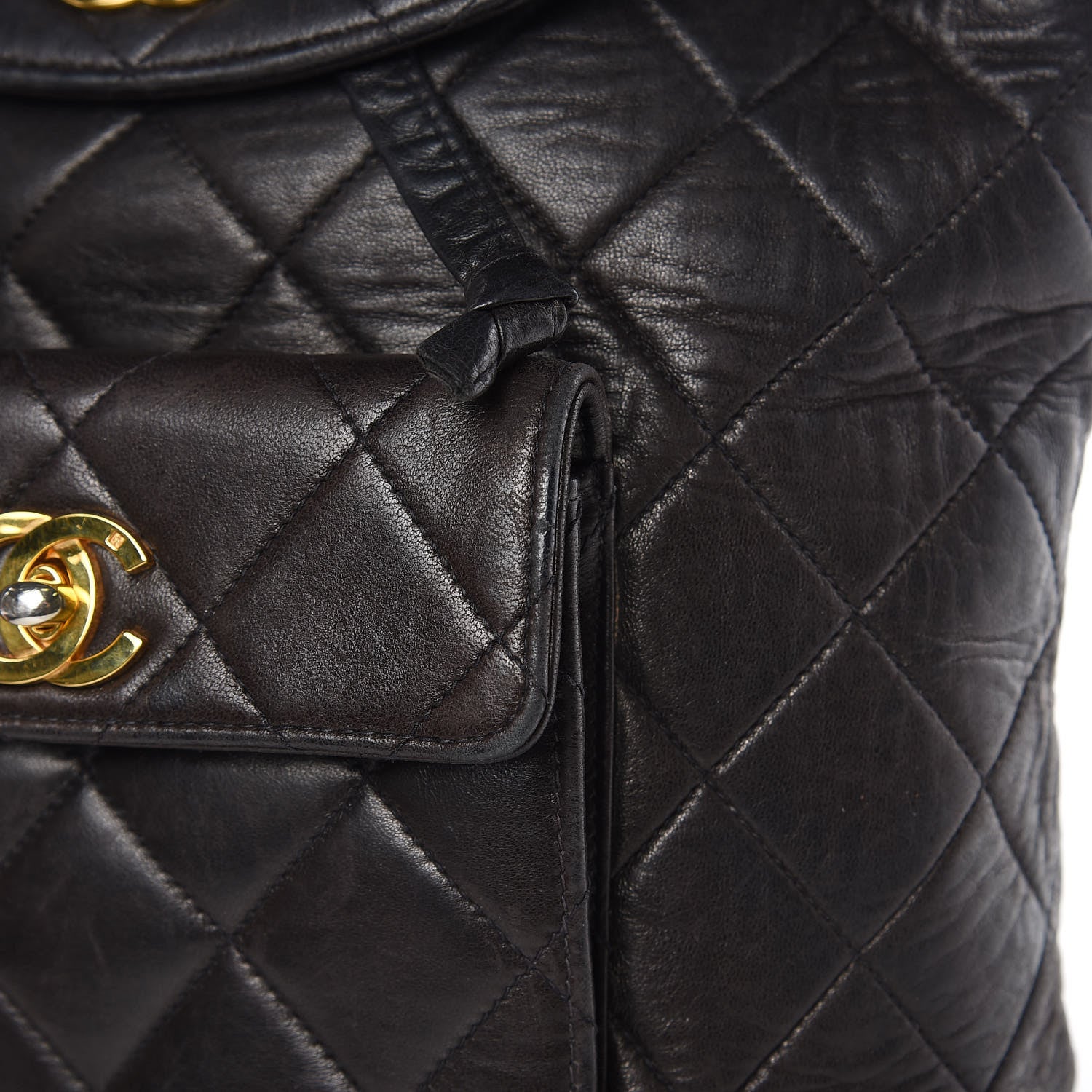Chanel Lambskin Quilted Drawstring Backpack Black 17 of 18