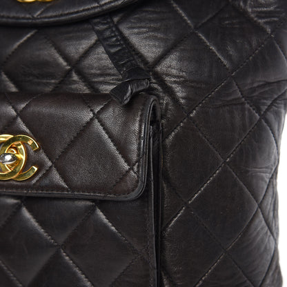 Chanel Lambskin Quilted Drawstring Backpack Black 17 of 18