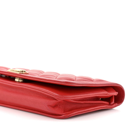 Chanel Lambskin Quilted Boy Wallet On Chain WOC Red 11 of 16