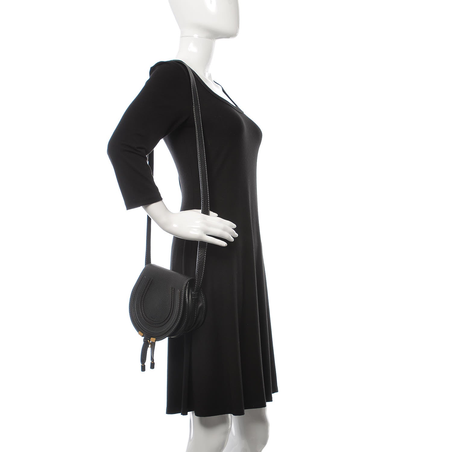 Chloe Calfskin Mini Marcie Round Crossbody Bag Black 2 of 7