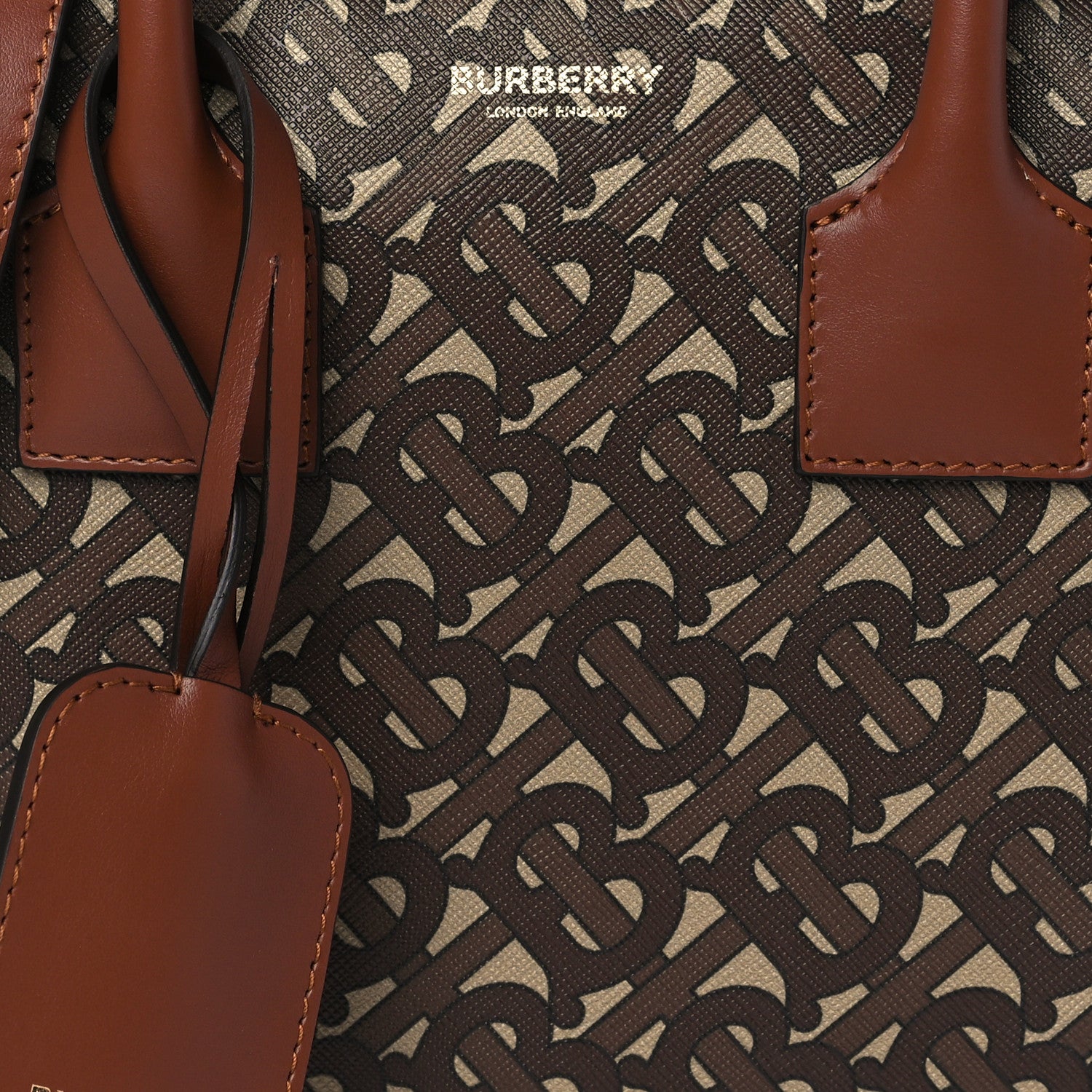 Burberry E-canvas Monogram Stripe Small Cube Bowling Bag Bridle Brown 8 of 10
