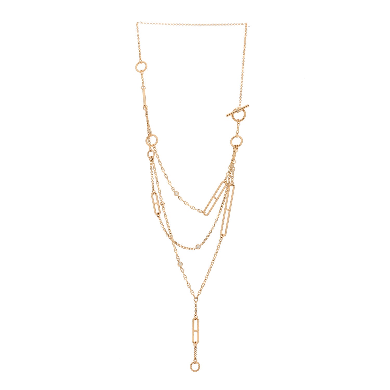Hermes 18K Rose Gold Diamond Chaine d'Ancre Chaos Necklace 3 of 5