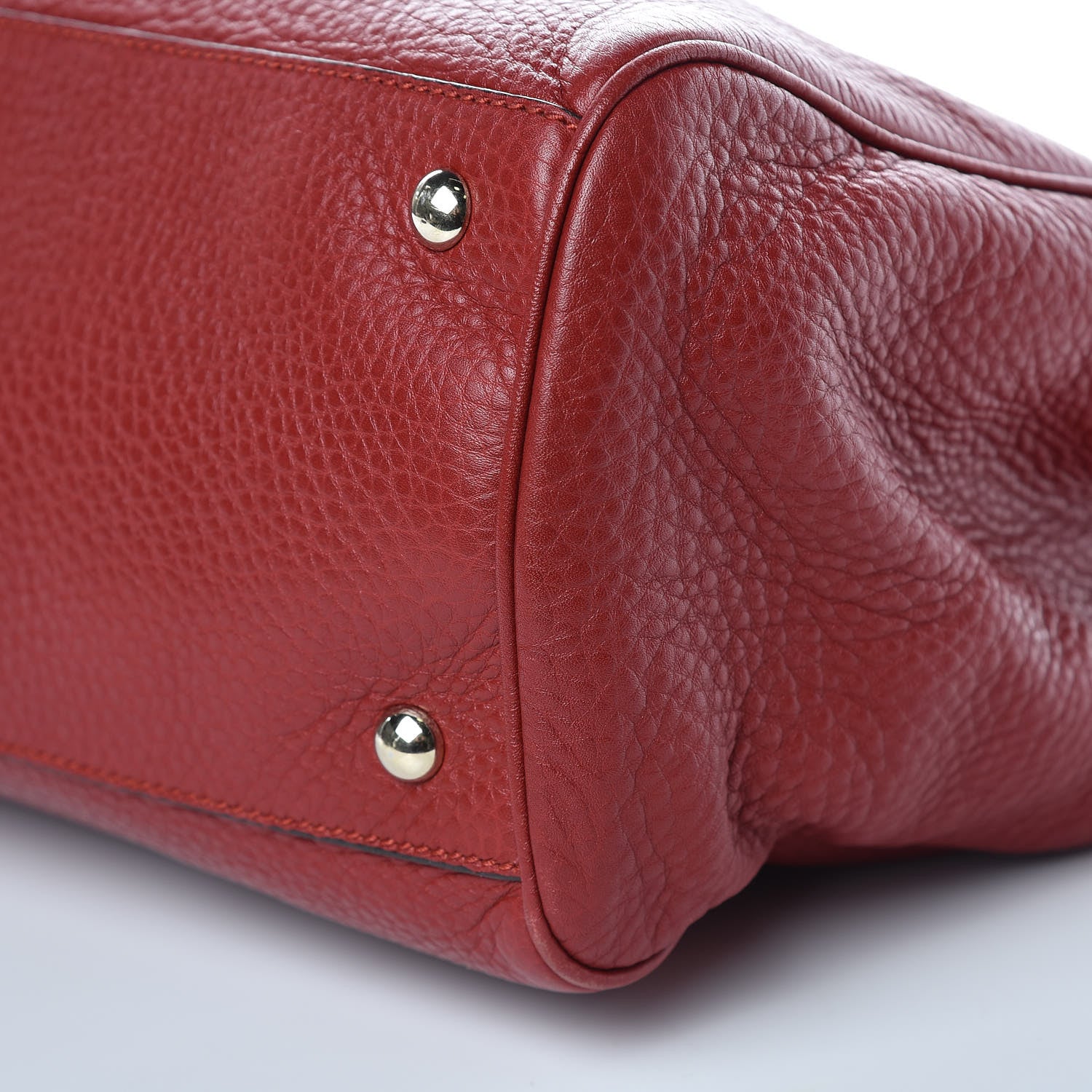Gucci Pebbled Calfskin Medium Bamboo Shopper Tote Red 9 of 9