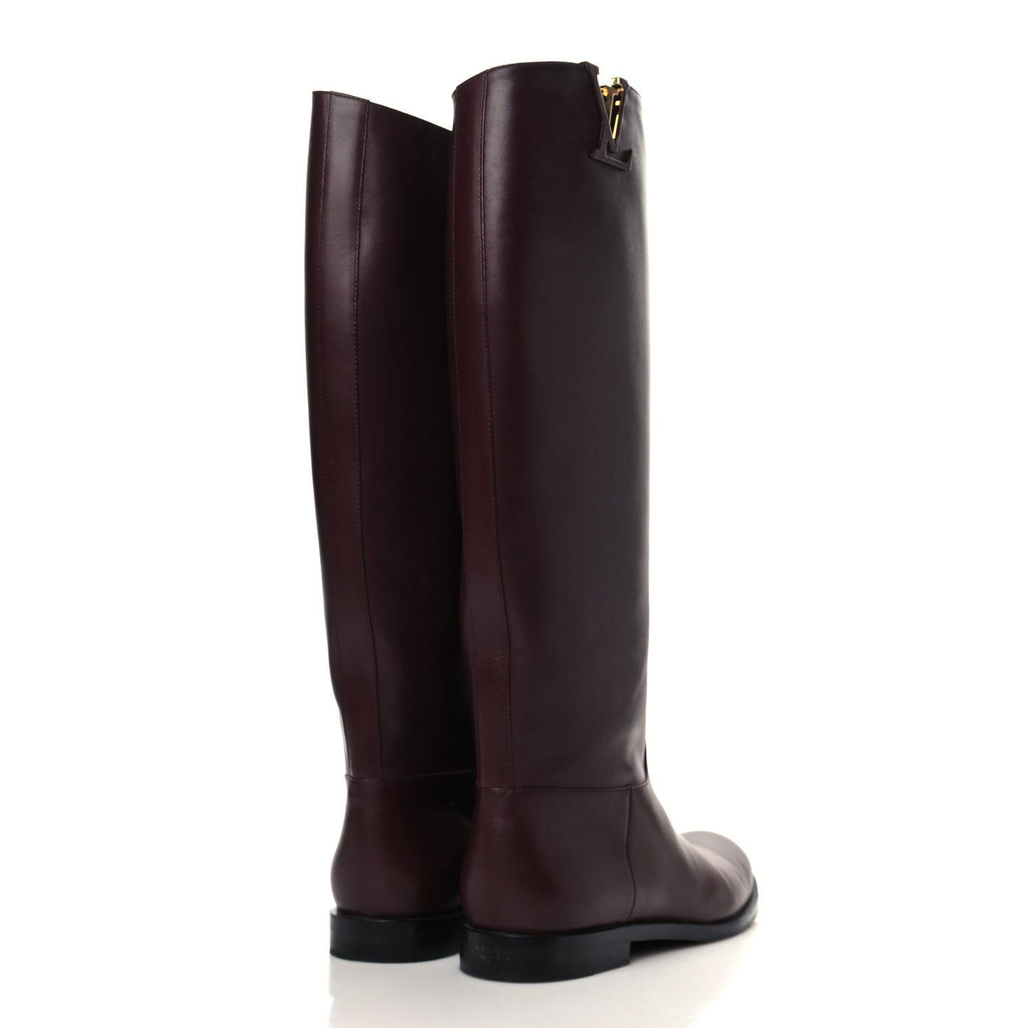 Calfskin Heritage Flat High Boots 37.5 Brown