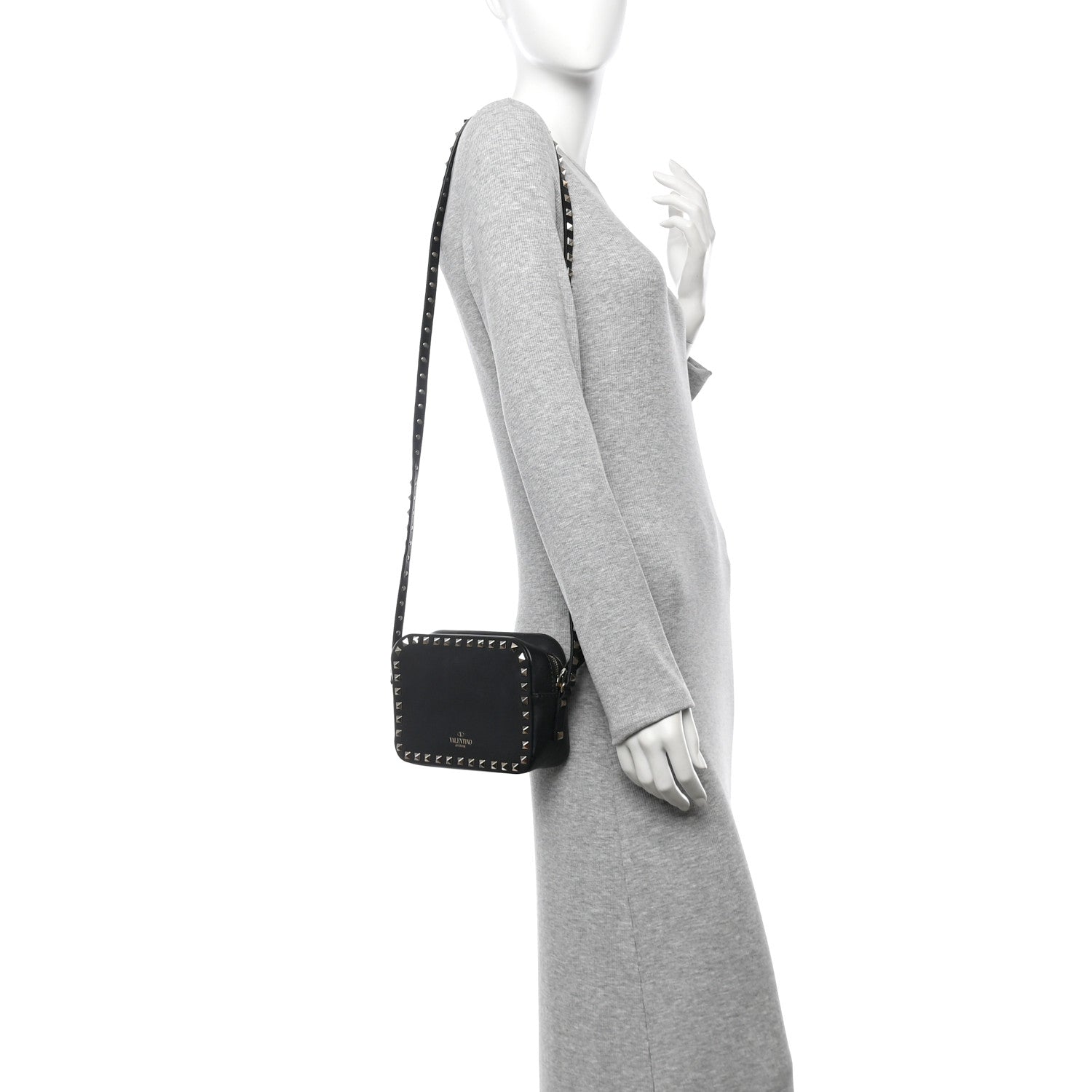 Valentino Garavani Calfskin Rockstud Camera Crossbody Bag Black 2 of 9