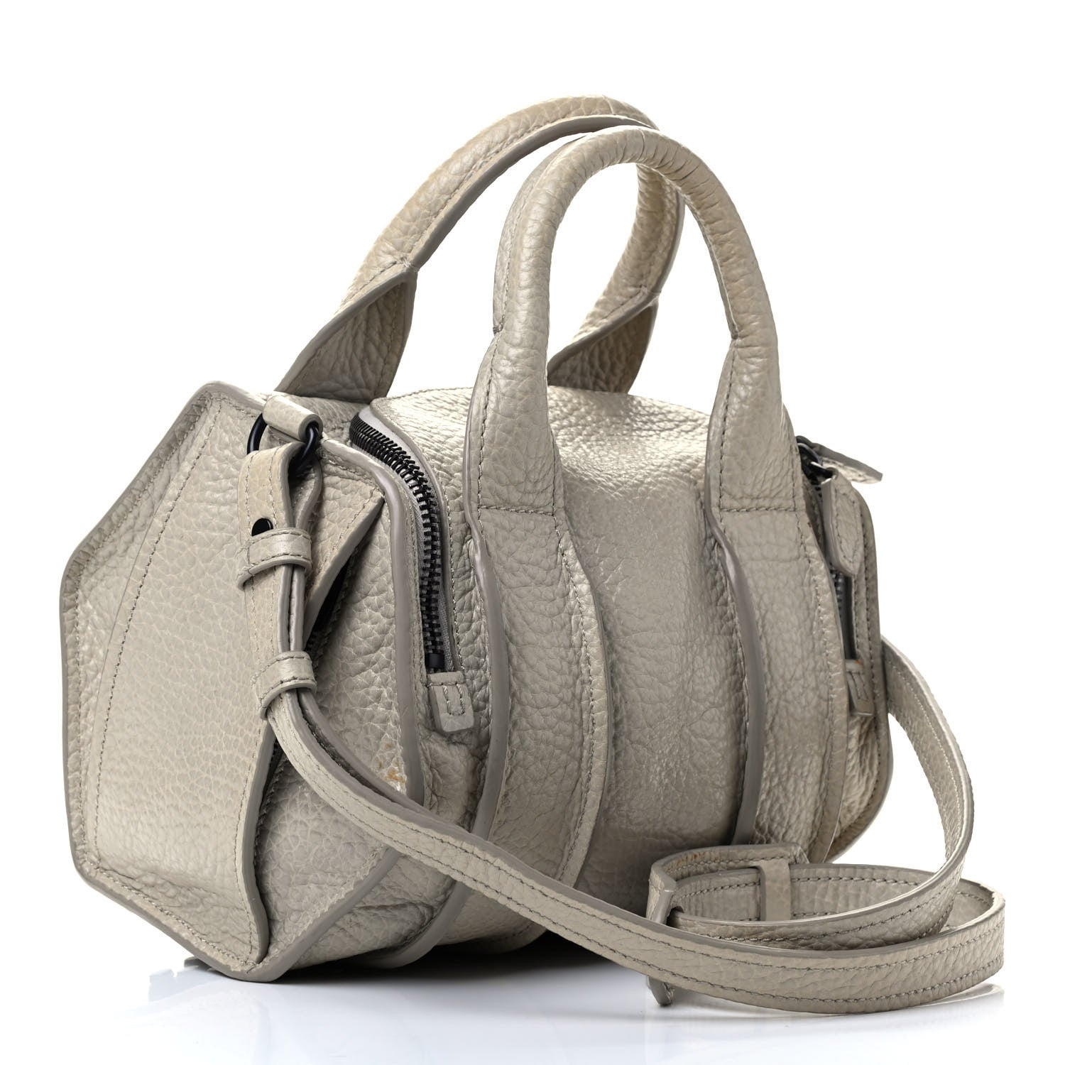 Alexander Wang Pebbled Lambskin Inside Out Rocco Matte Black Hardware Chalk 4 of 10