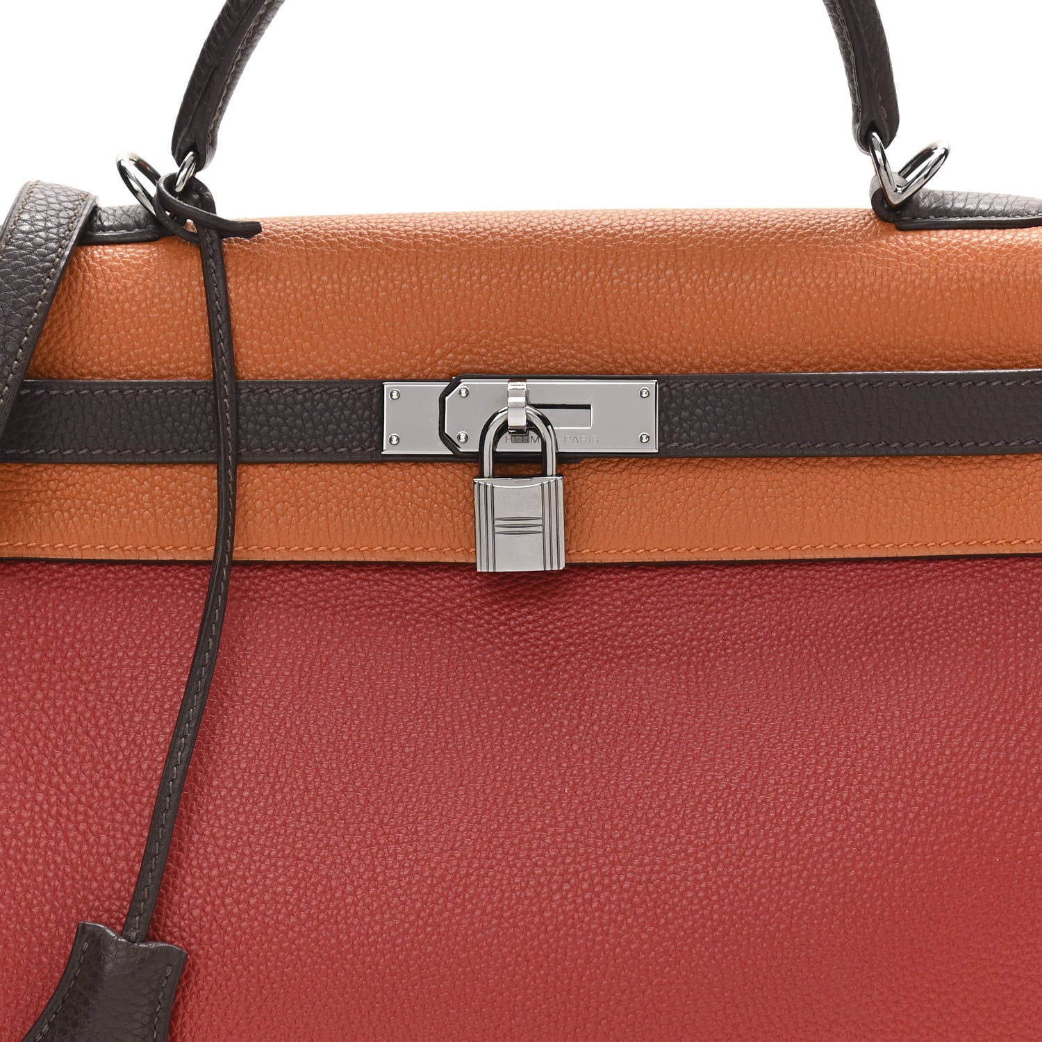 Hermes Togo Tri-Color Kelly Retourne 32 Vermillion Orange Ebene 8 of 16