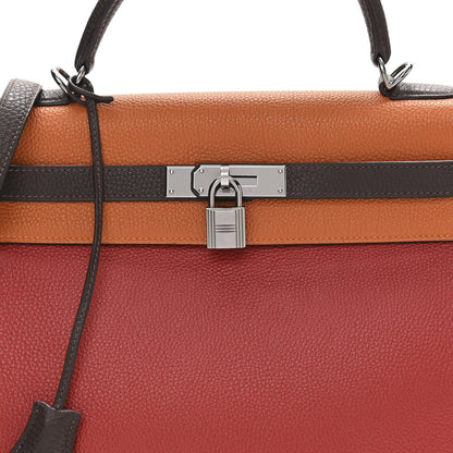 Hermes Togo Tri-Color Kelly Retourne 32 Vermillion Orange Ebene 8 of 16