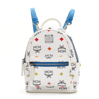 MCM Skyoptic Visetos X-Mini Stark Bebe Boo Backpack White Blue 1 of 8