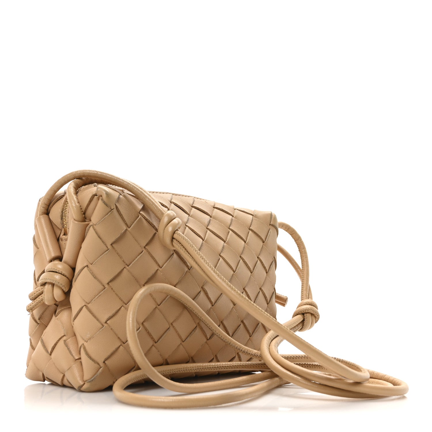 Bottega Veneta Nappa Intrecciato Mini Loop Camera Bag Almond